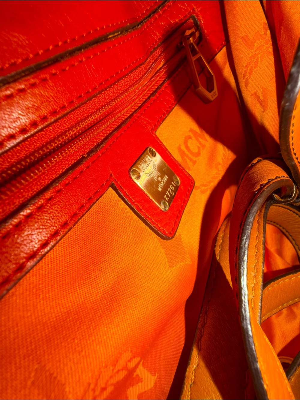 MCM Burnt Orange Leather Flap Shoulder Bag - Picture 7 of 8